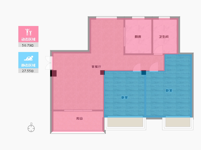 江苏省-南京市-东骏名府11幢,12幢89m²-71.20-户型库-动静分区