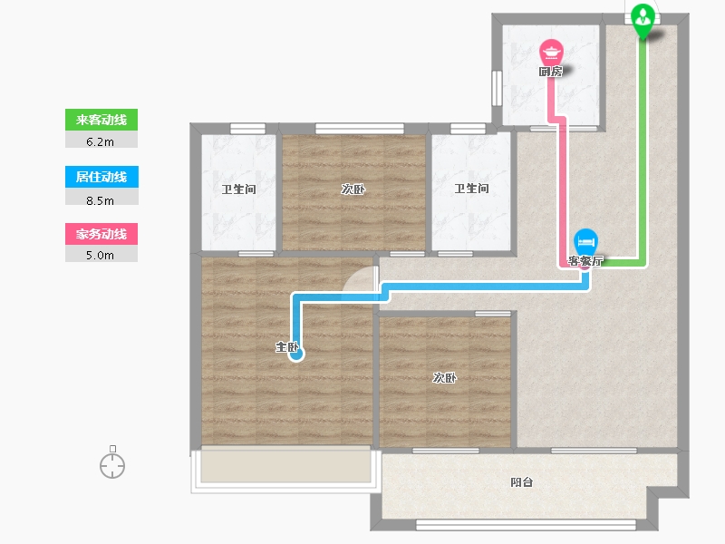 江苏省-苏州市-鲲湖天境花园115平户型115m²-92.26-户型库-动静线