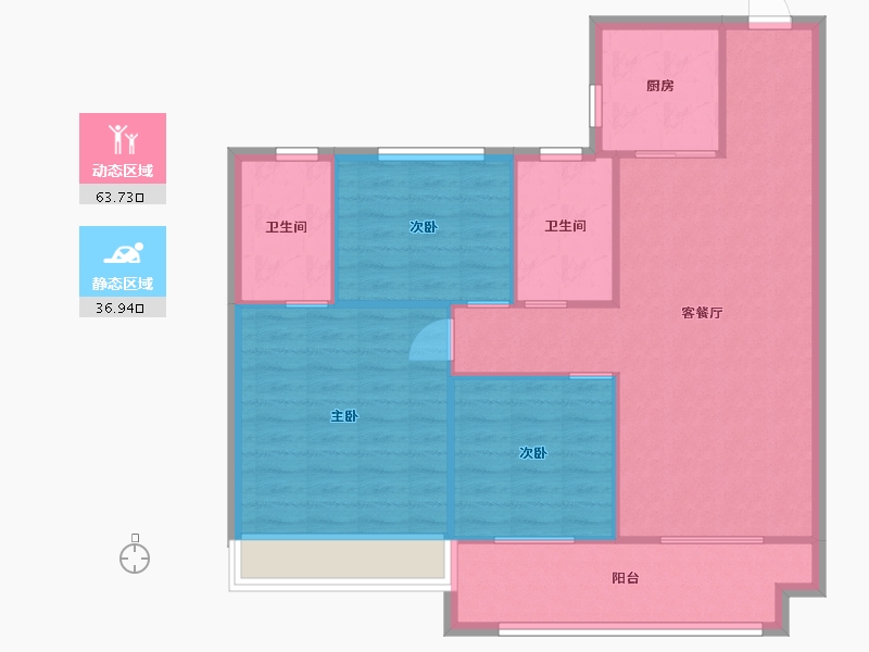 江苏省-苏州市-鲲湖天境花园115平户型115m²-92.26-户型库-动静分区