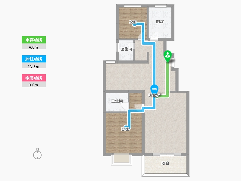 江苏省-南京市-三巽和悦澜庭100㎡-80.00-户型库-动静线