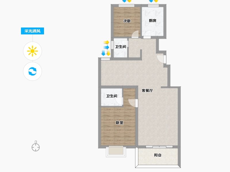 江苏省-南京市-三巽和悦澜庭100㎡-80.00-户型库-采光通风