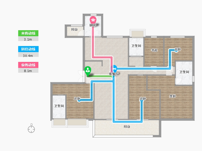 江苏省-苏州市-鲲湖天境花园5,8,10,11栋215m²-172.01-户型库-动静线