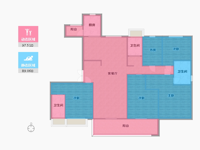 江苏省-苏州市-鲲湖天境花园5,8,10,11栋215m²-172.01-户型库-动静分区