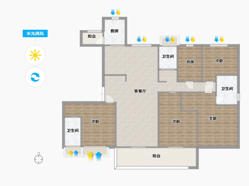 江苏省-苏州市-鲲湖天境花园5,8,10,11栋215m²-172.01-户型库-采光通风