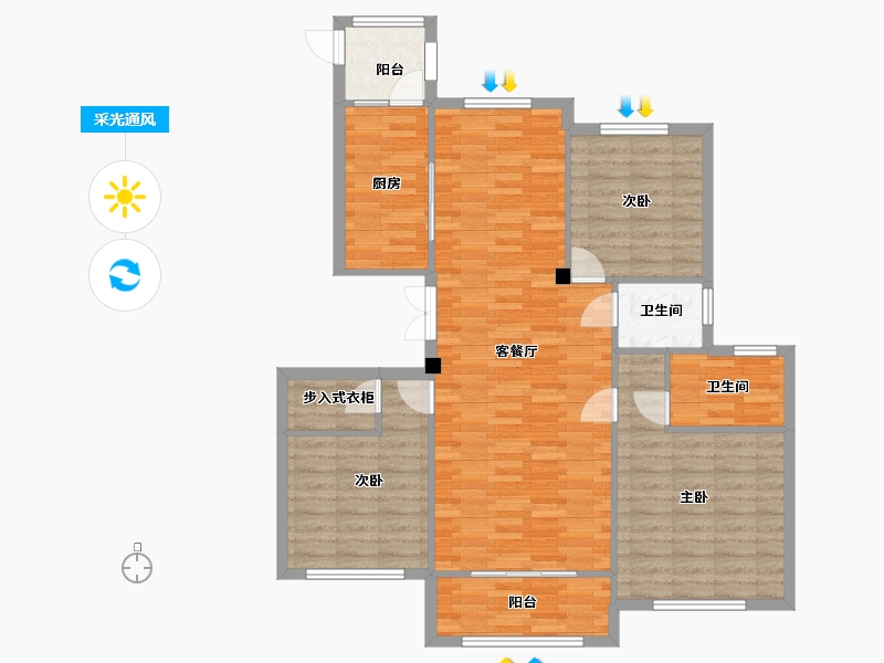 江苏省-南京市-海尔产城创双湖壹号公馆洋房G4户130m²-104.00-户型库-采光通风