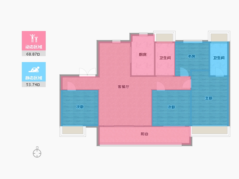 江苏省-苏州市-鲲湖天境花园1,2,16,15栋140m²-112.88-户型库-动静分区