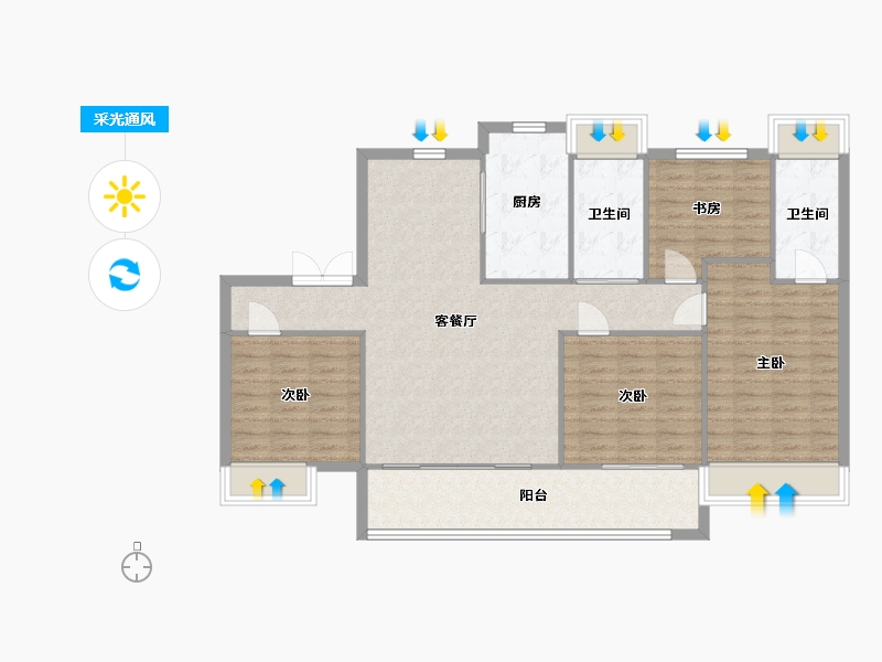 江苏省-苏州市-鲲湖天境花园1,2,16,15栋140m²-112.88-户型库-采光通风