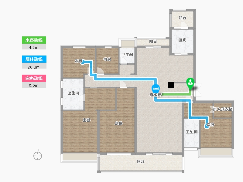 江苏省-苏州市-春江名筑7号楼,13号楼260m²-208.12-户型库-动静线