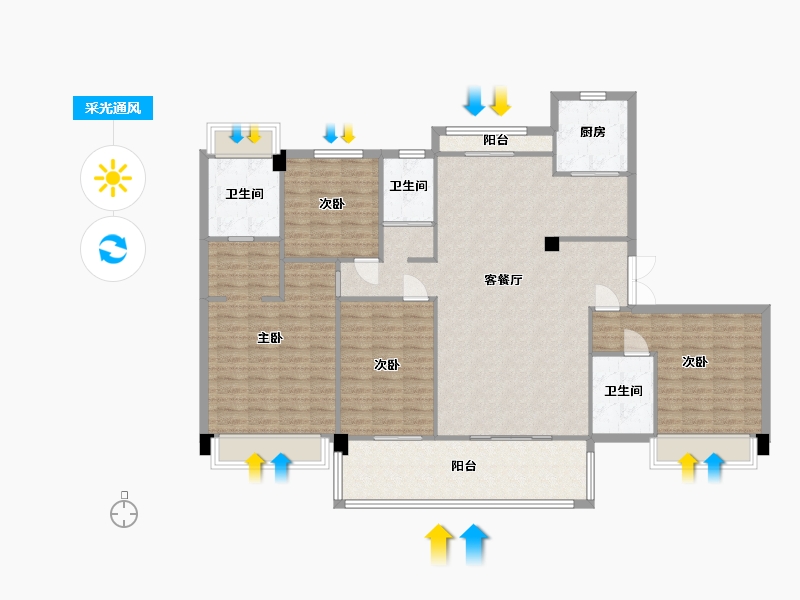 江苏省-苏州市-春江名筑9号楼180m²-143.38-户型库-采光通风