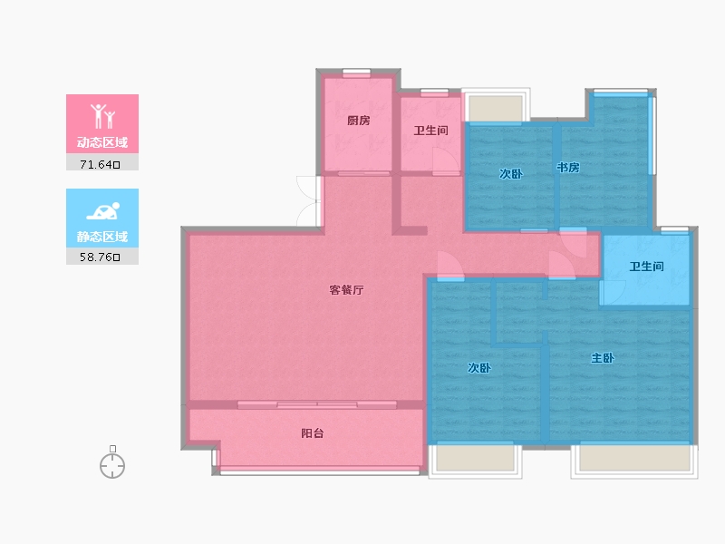 江苏省-苏州市-瑧湾雅筑2幢,3幢,5幢,7幢146m²-117.40-户型库-动静分区