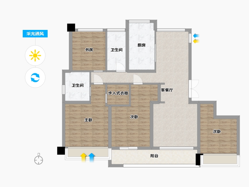 江苏省-苏州市-明月兰庭16栋143m²-113.34-户型库-采光通风