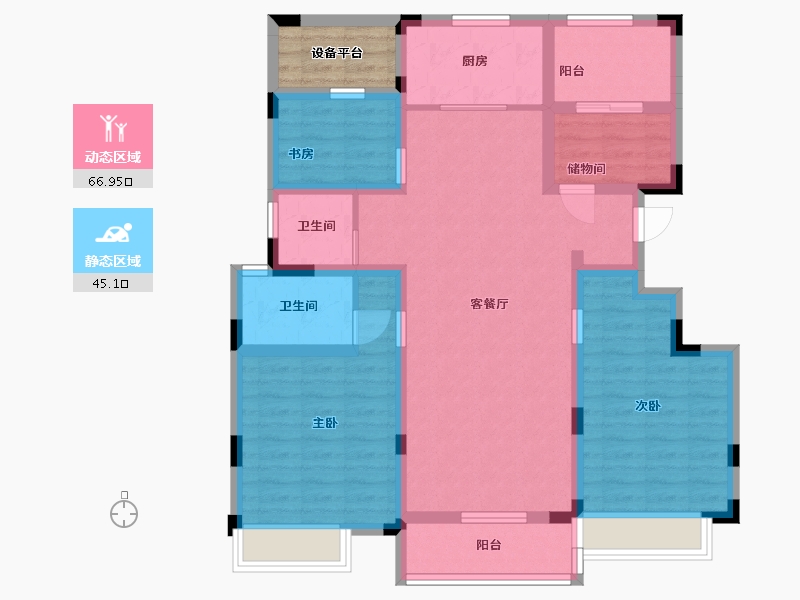 江苏省-苏州市-金泰芝溪阁124m²-102.82-户型库-动静分区