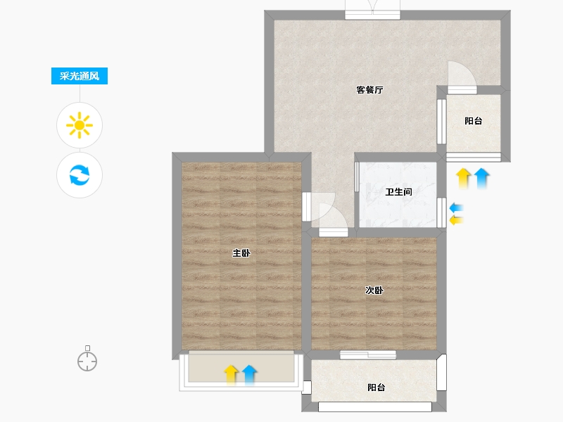 江苏省-苏州市-贸盛大厦C户型72m²-57.60-户型库-采光通风