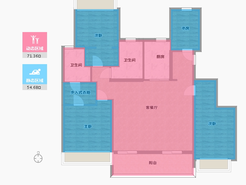 江苏省-苏州市-张家港建发泱誉E户型141m²-113.00-户型库-动静分区