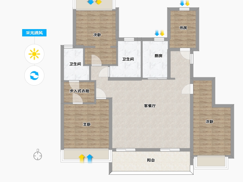 江苏省-苏州市-张家港建发泱誉E户型141m²-113.00-户型库-采光通风