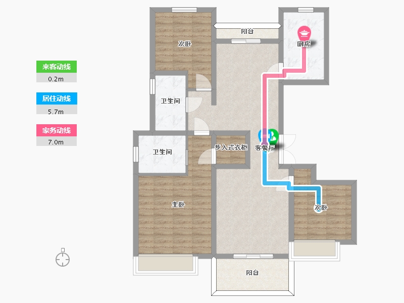 江苏省-苏州市-凤凰春晓C1户型124m²-99.27-户型库-动静线