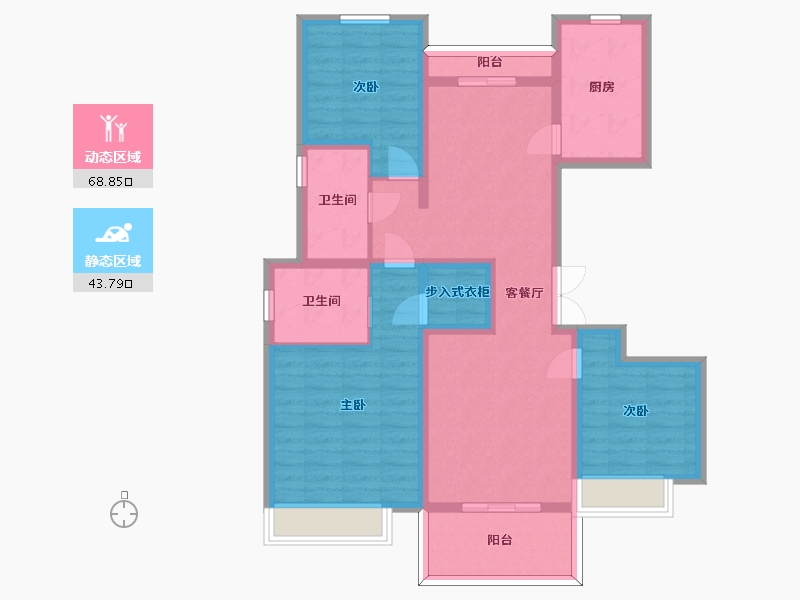 江苏省-苏州市-凤凰春晓C1户型124m²-99.27-户型库-动静分区