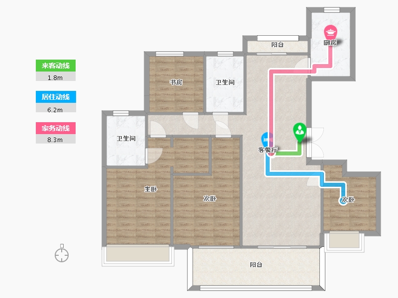 江苏省-苏州市-凤凰春晓E户型147m²-116.77-户型库-动静线