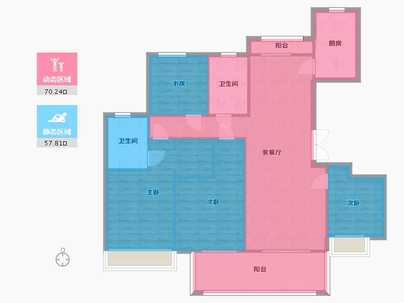 江苏省-苏州市-凤凰春晓E户型147m²-116.77-户型库-动静分区