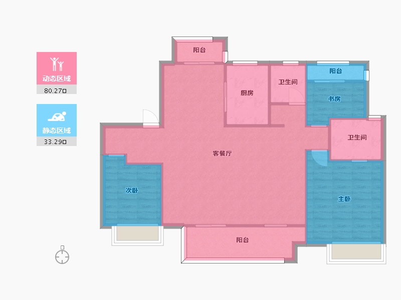 江苏省-苏州市-张家港弘阳云筑闲云户型130m²-104.00-户型库-动静分区