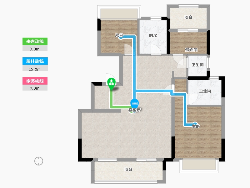 江苏省-苏州市-张家港弘阳云筑峰云户型118m²-94.00-户型库-动静线