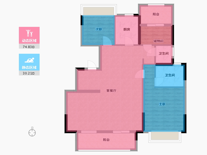 江苏省-苏州市-张家港弘阳云筑峰云户型118m²-94.00-户型库-动静分区