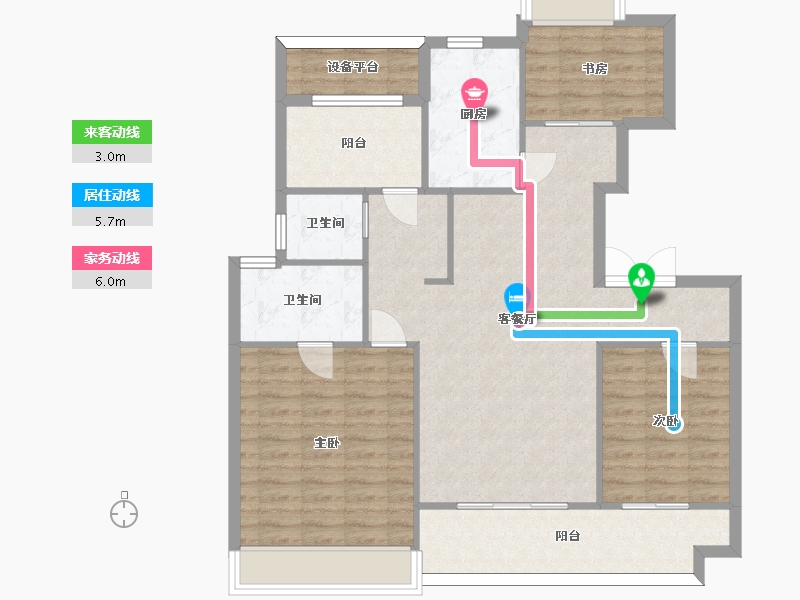 江苏省-苏州市-湖悦天境洋房37号楼,49号楼126㎡-103.35-户型库-动静线