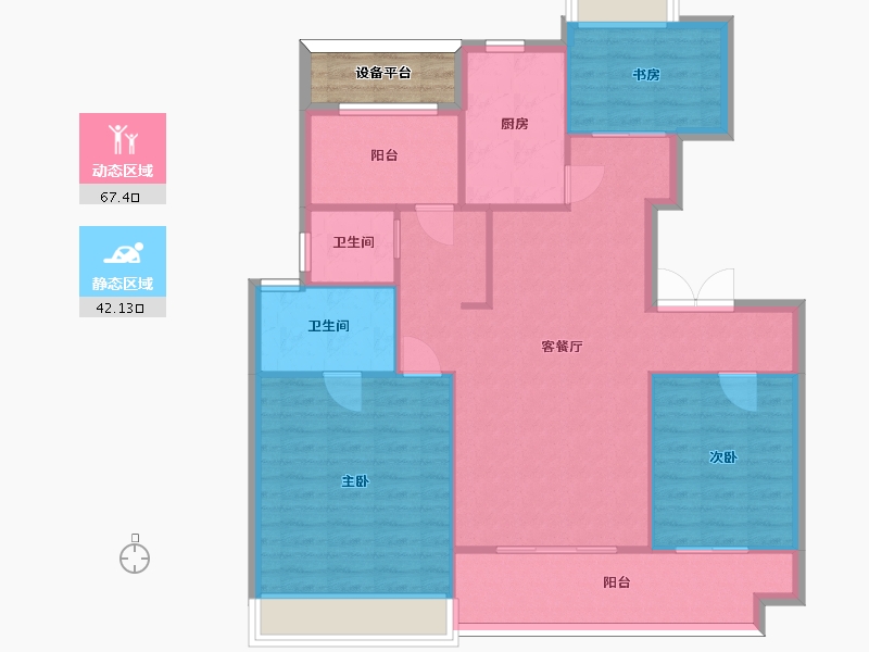 江苏省-苏州市-湖悦天境洋房37号楼,49号楼126㎡-103.35-户型库-动静分区