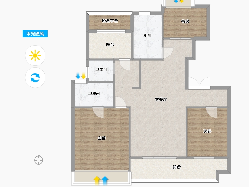 江苏省-苏州市-湖悦天境洋房37号楼,49号楼126㎡-103.35-户型库-采光通风