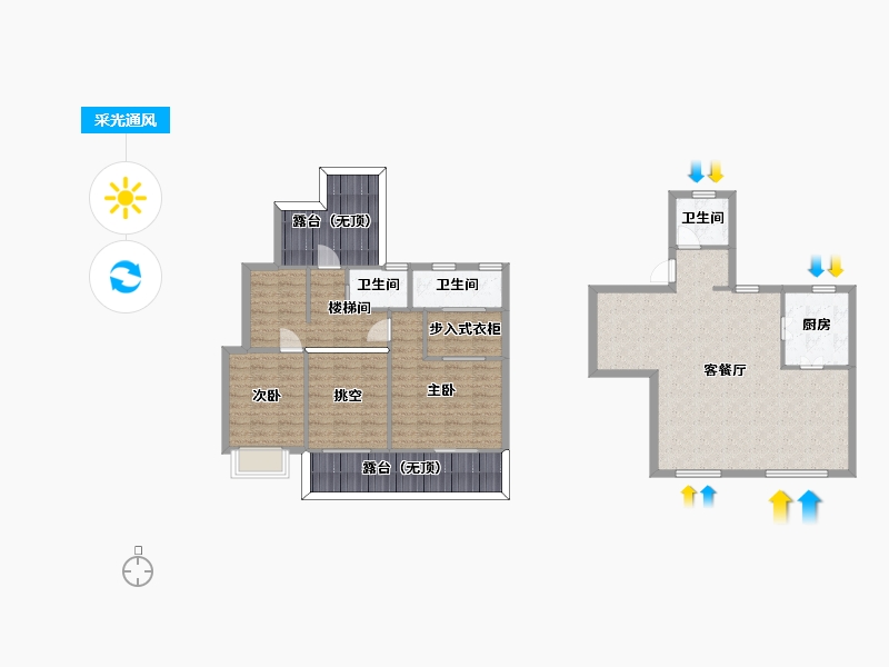 江苏省-苏州市-湖悦天境上叠19号楼,25号楼,31号楼143㎡-122.41-户型库-采光通风