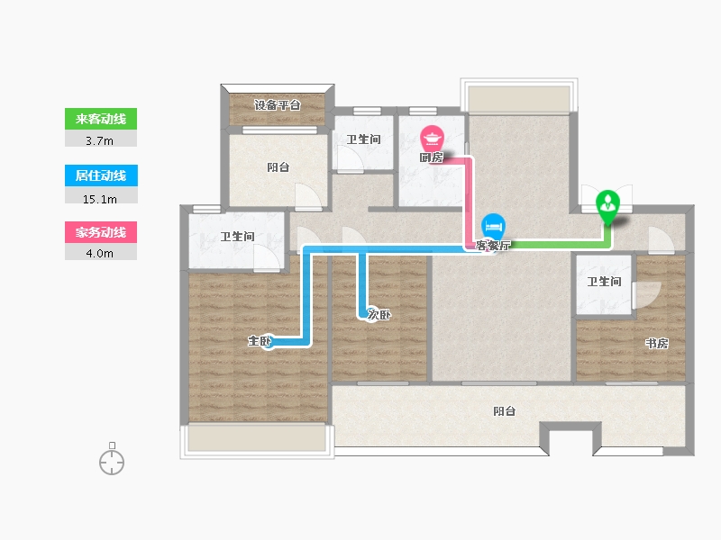 江苏省-苏州市-湖悦天境洋房38号楼,50号楼143㎡-117.41-户型库-动静线