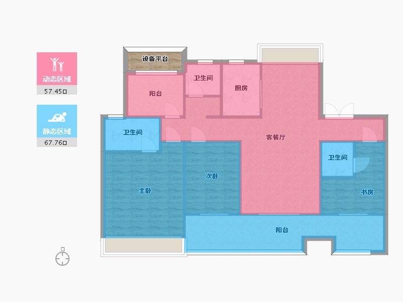 江苏省-苏州市-湖悦天境洋房38号楼,50号楼143㎡-117.41-户型库-动静分区