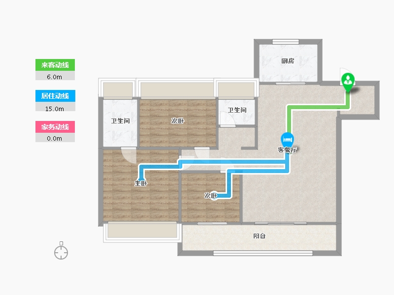 江苏省-苏州市-美的澜悦雅筑C户型120m²-96.36-户型库-动静线