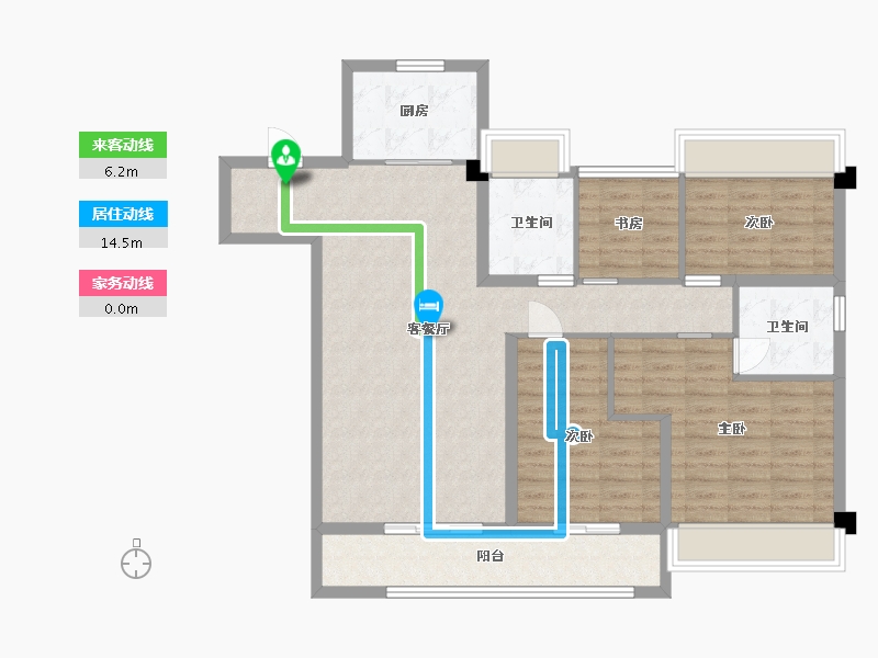 江苏省-苏州市-美的澜悦雅筑E130m²-103.95-户型库-动静线