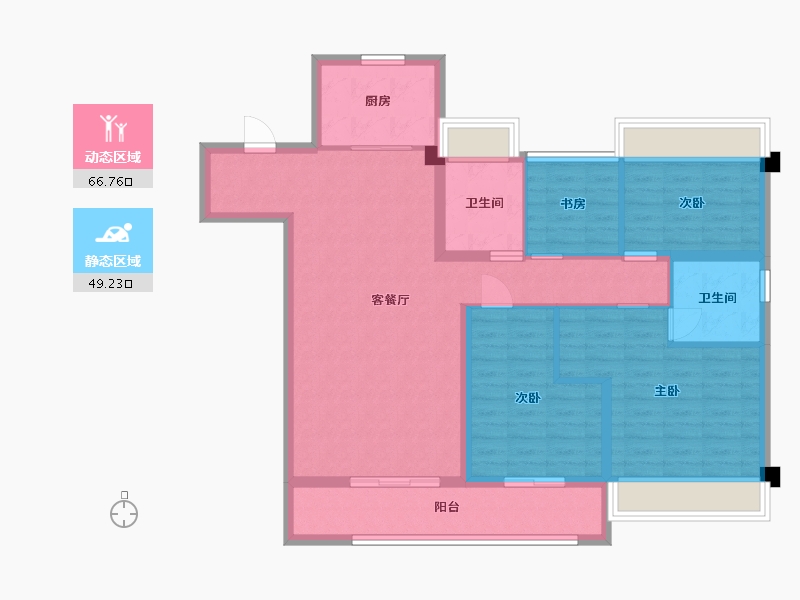 江苏省-苏州市-美的澜悦雅筑E130m²-103.95-户型库-动静分区