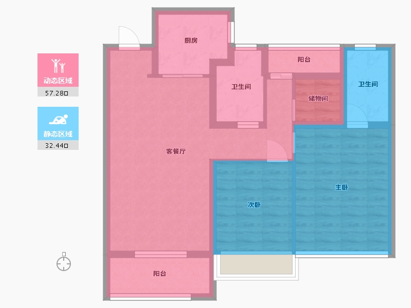 江苏省-苏州市-和风名筑5栋96㎡-79.36-户型库-动静分区