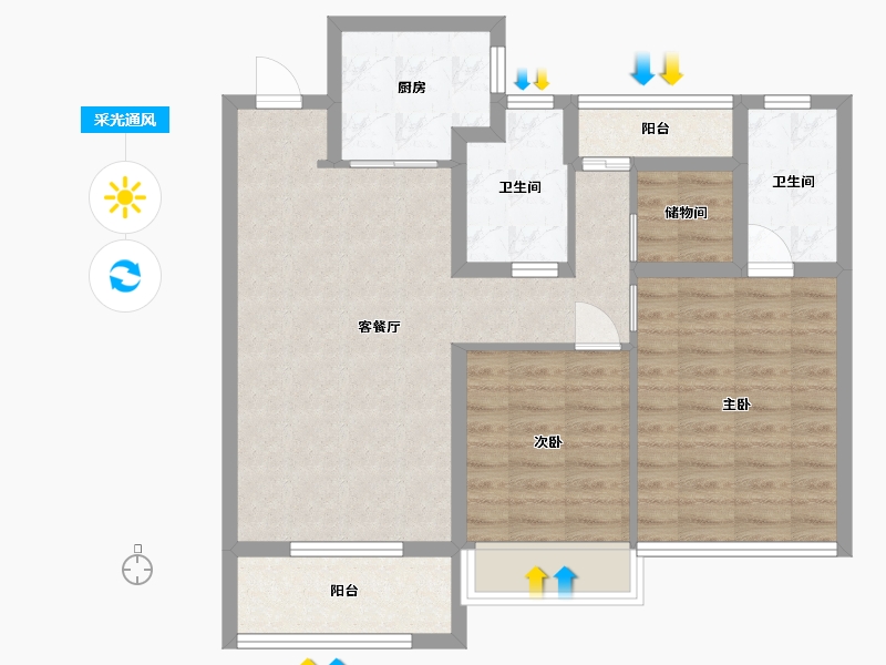 江苏省-苏州市-和风名筑5栋96㎡-79.36-户型库-采光通风