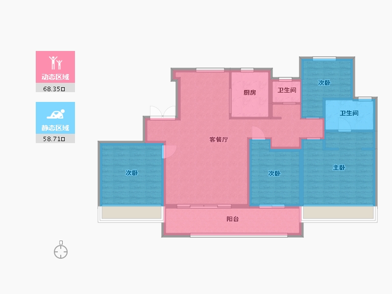 江苏省-苏州市-金融街金悦融庭142㎡-114.35-户型库-动静分区