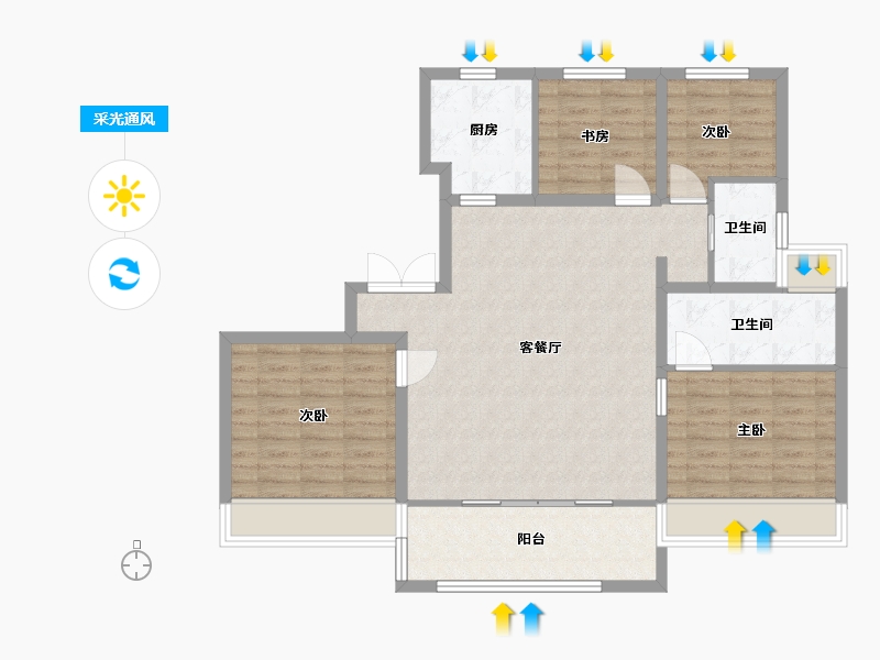 江苏省-苏州市-金融街金悦融庭125㎡-100.00-户型库-采光通风