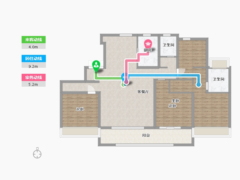 江苏省-苏州市-金融街金悦融庭165㎡-132.00-户型库-动静线