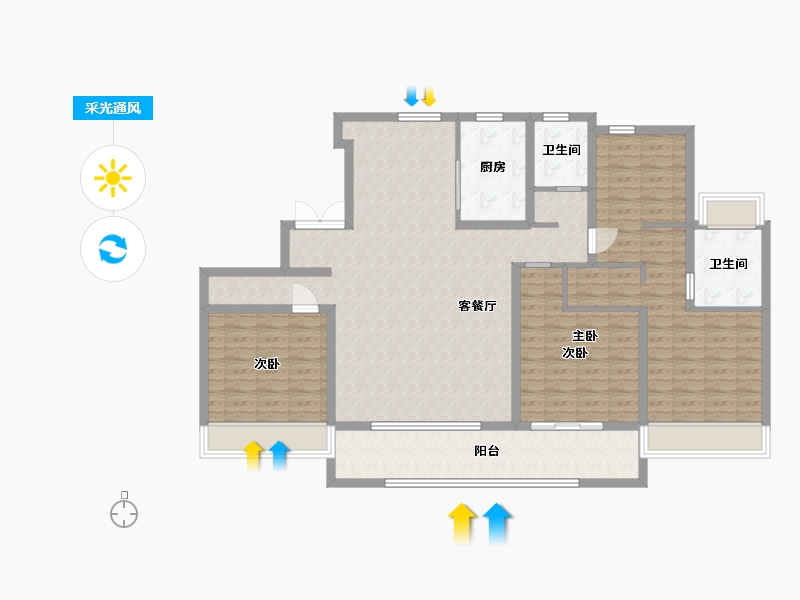 江苏省-苏州市-金融街金悦融庭165㎡-132.00-户型库-采光通风