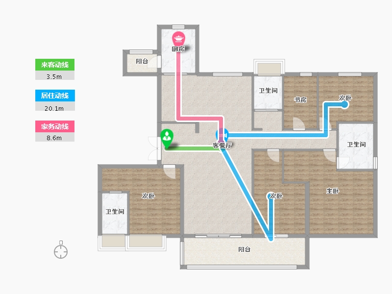 江苏省-苏州市-湖湾天境215m²-172.75-户型库-动静线