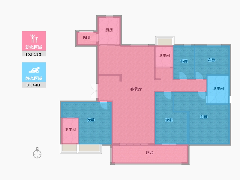 江苏省-苏州市-湖湾天境215m²-172.75-户型库-动静分区