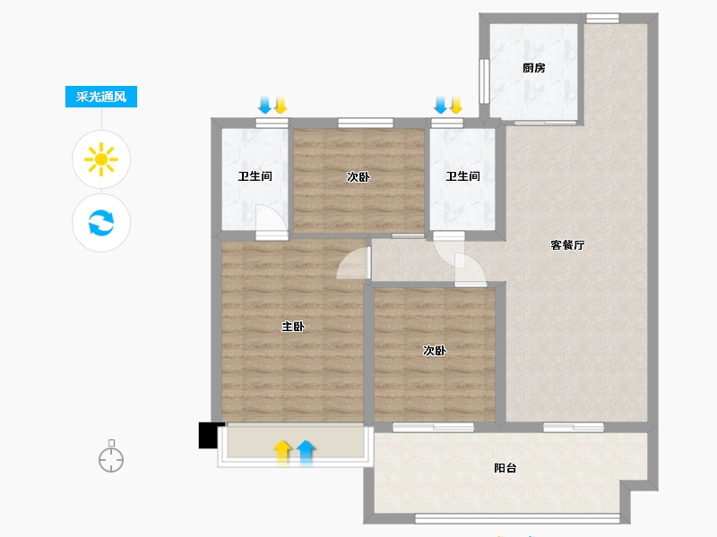 江苏省-苏州市-湖湾天境115m²-92.01-户型库-采光通风