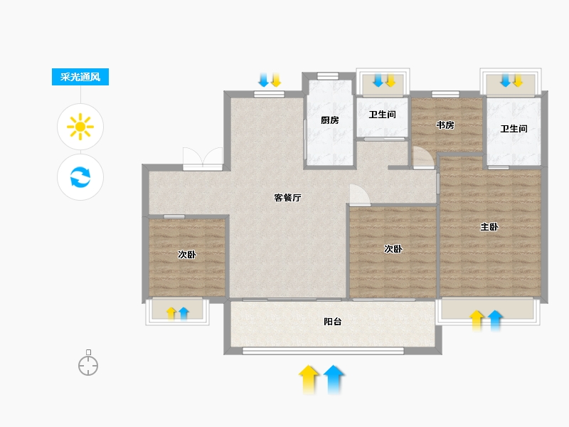 江苏省-苏州市-湖湾天境140m²-111.93-户型库-采光通风