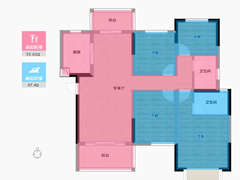 湖南省-长沙市-保利时光印象-91.31-户型库-动静分区