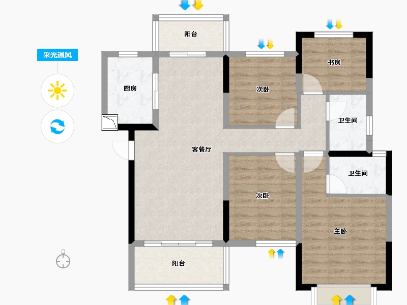 湖南省-长沙市-保利时光印象-91.31-户型库-采光通风