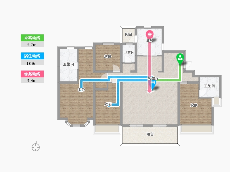 江苏省-苏州市-恒顺锦润华庭13栋180㎡-144.15-户型库-动静线