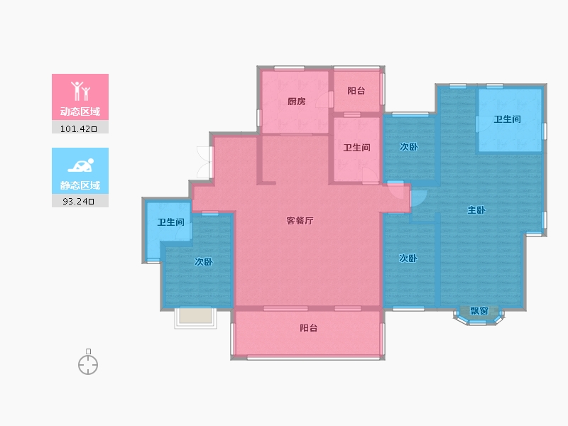 江苏省-苏州市-恒顺锦润华庭13栋220㎡-176.00-户型库-动静分区