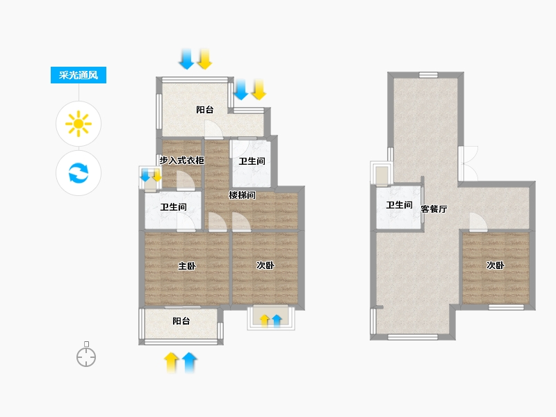 江苏省-苏州市-凤凰印象上叠凤凰印象上叠7,5,2栋121㎡121㎡-97.39-户型库-采光通风